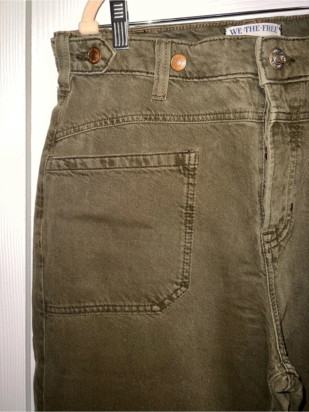 Free People Olive Green Wide Leg Flare Jeans